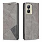 For Realme C33 Rhombus Texture Magnetic Leather Phone Case(Grey) - 1