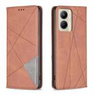 For Realme C33 Rhombus Texture Magnetic Leather Phone Case(Brown) - 1