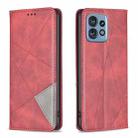 For Motorola Edge 40 Pro 5G / Moto X40 /X40 Pro Rhombus Texture Magnetic Leather Phone Case(Red) - 1