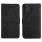 For Motorola Moto G Power 2023 HT03 Skin Feel Butterfly Embossed Flip Leather Phone Case(Black) - 1