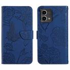 For Motorola Moto G Stylus 5G 2023 HT03 Skin Feel Butterfly Embossed Flip Leather Phone Case(Blue) - 1