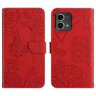 For Motorola Moto G Stylus 5G 2023 HT03 Skin Feel Butterfly Embossed Flip Leather Phone Case(Red) - 1