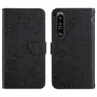 For Sony Xperia 1 V HT03 Skin Feel Butterfly Embossed Flip Leather Phone Case(Black) - 1