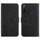For Sony Xperia 10 V HT03 Skin Feel Butterfly Embossed Flip Leather Phone Case(Black) - 1