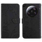 For Xiaomi 13 Ultra HT03 Skin Feel Butterfly Embossed Flip Leather Phone Case(Black) - 1