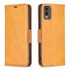 For Nokia C32 Lambskin Texture Pure Color Flip Leather Phone Case(Yellow) - 1
