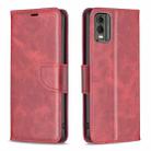 For Nokia C32 Lambskin Texture Pure Color Flip Leather Phone Case(Red) - 1