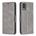 For Nokia C32 Lambskin Texture Pure Color Flip Leather Phone Case(Grey) - 1