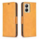 For Realme C33 Lambskin Texture Pure Color Flip Leather Phone Case(Yellow) - 1