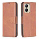 For Realme C33 Lambskin Texture Pure Color Flip Leather Phone Case(Brown) - 1