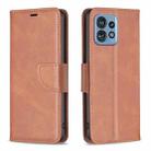 For Motorola Edge 40 Pro 5G / Moto X40 / X40 Pro Lambskin Texture Pure Color Flip Leather Phone Case(Brown) - 1