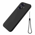 For Realme C55 Pure Color Liquid Silicone Shockproof Phone Case(Black) - 1