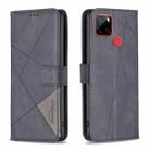 For Nokia C12 Magnetic Buckle Rhombus Texture Leather Phone Case(Black) - 1