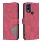 For Nokia C22 Magnetic Buckle Rhombus Texture Leather Phone Case(Red) - 1