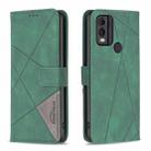 For Nokia C22 Magnetic Buckle Rhombus Texture Leather Phone Case(Green) - 1