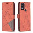 For Nokia C22 Magnetic Buckle Rhombus Texture Leather Phone Case(Brown) - 1