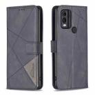 For Nokia C22 Magnetic Buckle Rhombus Texture Leather Phone Case(Black) - 1