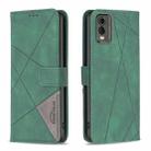 For Nokia C32 Magnetic Buckle Rhombus Texture Leather Phone Case(Green) - 1