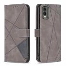 For Nokia C32 Magnetic Buckle Rhombus Texture Leather Phone Case(Grey) - 1