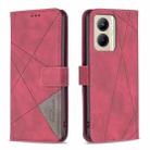 For Realme C33 Magnetic Buckle Rhombus Texture Leather Phone Case(Red) - 1