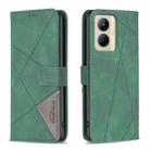For Realme C33 Magnetic Buckle Rhombus Texture Leather Phone Case(Green) - 1