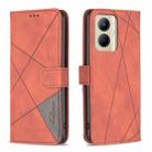 For Realme C33 Magnetic Buckle Rhombus Texture Leather Phone Case(Brown) - 1