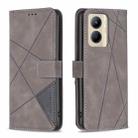 For Realme C33 Magnetic Buckle Rhombus Texture Leather Phone Case(Grey) - 1