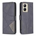 For Realme C33 Magnetic Buckle Rhombus Texture Leather Phone Case(Black) - 1