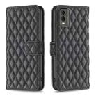 For Nokia C32 Diamond Lattice Wallet Flip Leather Phone Case(Black) - 1