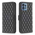 For Motorola Edge 40 Pro 5G / Moto X40 / X40 Pro Diamond Lattice Wallet Flip Leather Phone Case(Black) - 1