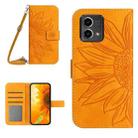 For Motorola Moto G Stylus 5G 2023 HT04 Skin Feel Sun Flower Embossed Flip Leather Phone Case with Lanyard(Yellow) - 1