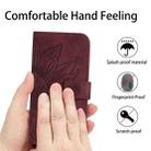 For Xiaomi 13 Ultra HT04 Skin Feel Sun Flower Embossed Flip Leather Phone Case with Lanyard(Wine Red) - 4