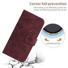 For Xiaomi 13 Ultra HT04 Skin Feel Sun Flower Embossed Flip Leather Phone Case with Lanyard(Wine Red) - 5