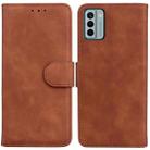For Nokia G22 Skin Feel Pure Color Flip Leather Phone Case(Brown) - 1
