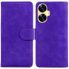 For Realme C55 Skin Feel Pure Color Flip Leather Phone Case(Purple) - 1