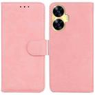 For Realme C55 Skin Feel Pure Color Flip Leather Phone Case(Pink) - 1