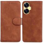 For Realme C55 Skin Feel Pure Color Flip Leather Phone Case(Brown) - 1