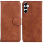 For Samsung Galaxy M14 Skin Feel Pure Color Flip Leather Phone Case(Brown) - 1