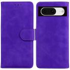 For Google Pixel 8 Skin Feel Pure Color Flip Leather Phone Case(Purple) - 1