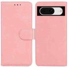 For Google Pixel 8 Skin Feel Pure Color Flip Leather Phone Case(Pink) - 1