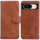 For Google Pixel 8 Skin Feel Pure Color Flip Leather Phone Case(Brown) - 1