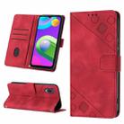 For Samsung Galaxy A02 / M02 Skin-feel Embossed Leather Phone Case(Red) - 1