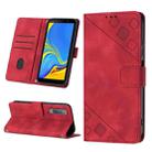 For Samsung Galaxy A7 2018 Skin-feel Embossed Leather Phone Case(Red) - 1
