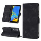 For Samsung Galaxy A7 2018 Skin-feel Embossed Leather Phone Case(Black) - 1