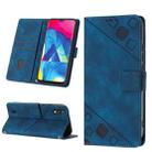For Samsung Galaxy A10 / M10 Skin-feel Embossed Leather Phone Case(Blue) - 1