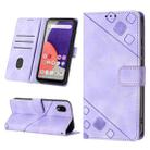 For Samsung Galaxy A22 5G JP Version Skin-feel Embossed Leather Phone Case(Light Purple) - 1