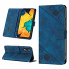 For Samsung Galaxy A30 / A20 / M10s Skin-feel Embossed Leather Phone Case(Blue) - 1