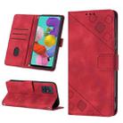 For Samsung Galaxy A51 / M40s Skin-feel Embossed Leather Phone Case(Red) - 1