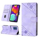 For Samsung Galaxy F62 / M62 Skin-feel Embossed Leather Phone Case(Light Purple) - 1