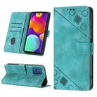 For Samsung Galaxy F62 / M62 Skin-feel Embossed Leather Phone Case(Green) - 1
